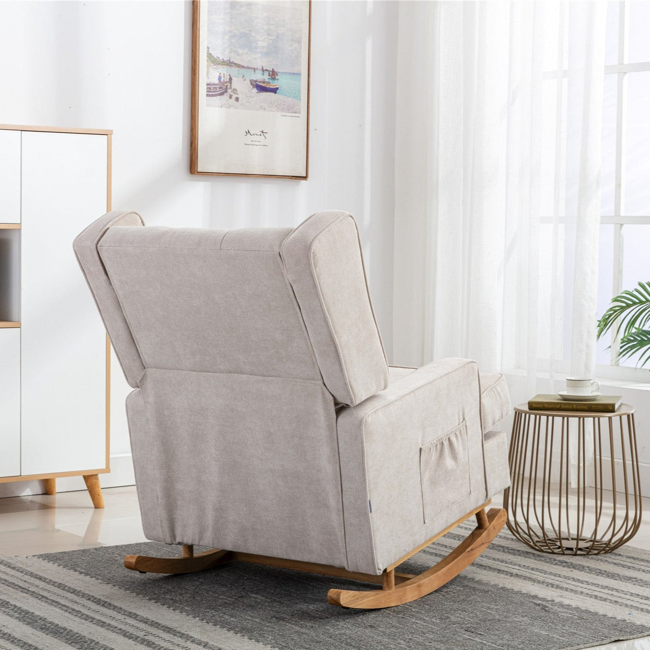 Linen Fabric Accent Rocking Chair