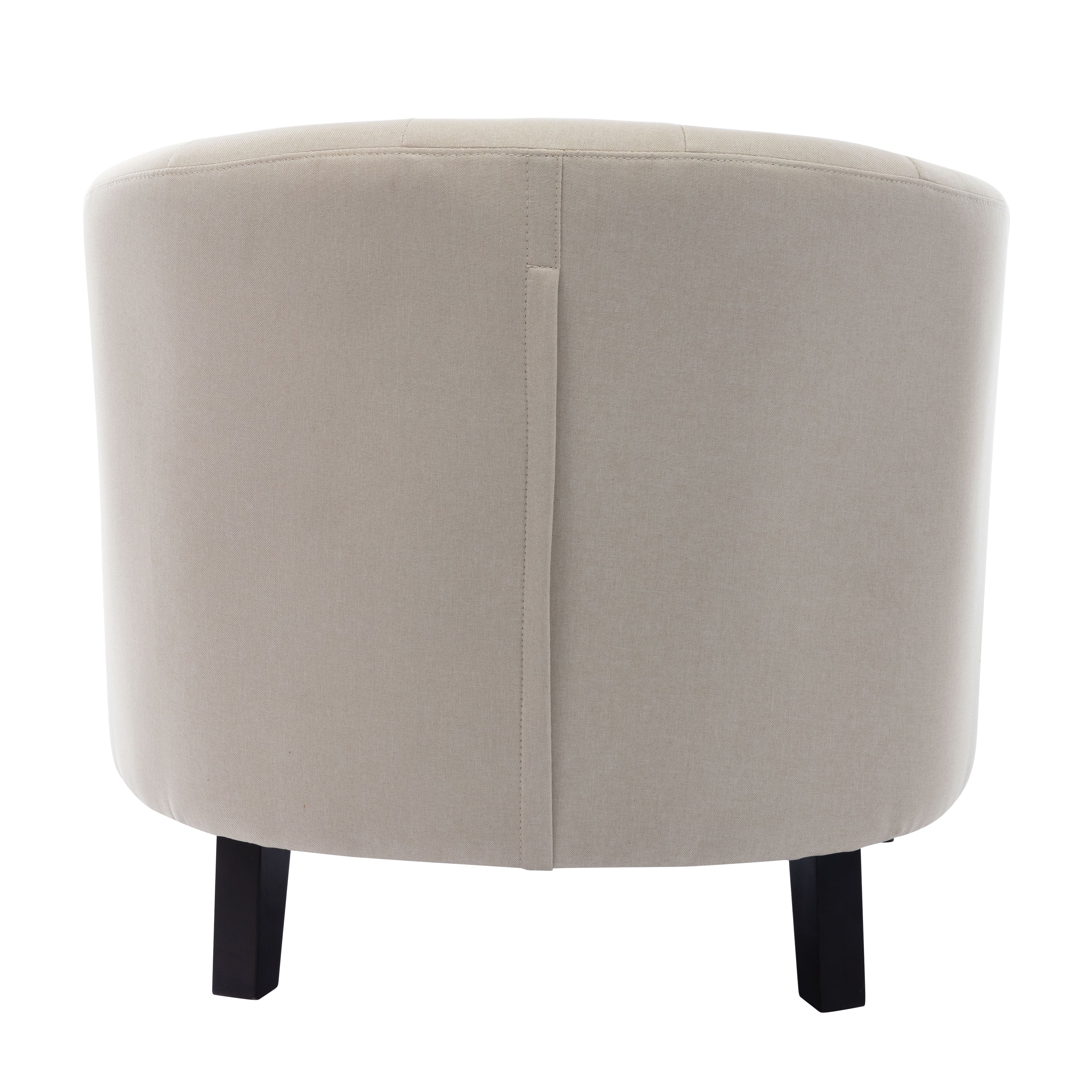 Tan linen Fabric Tufted Barrel Accent Chair with Nailhead Trim