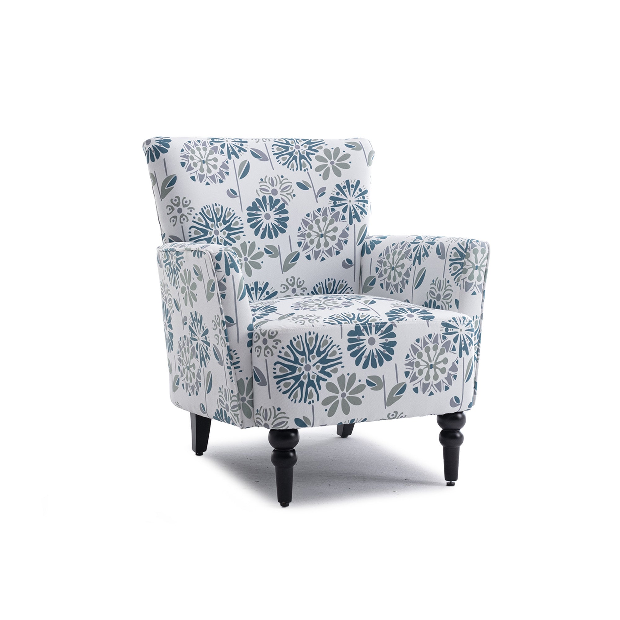 Charlotte Floral Pattern Linen Accent Armchair