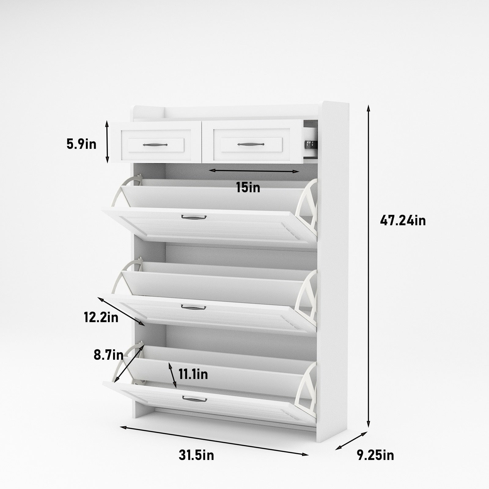 White Entryway Storage Shoe Cabinet Rack