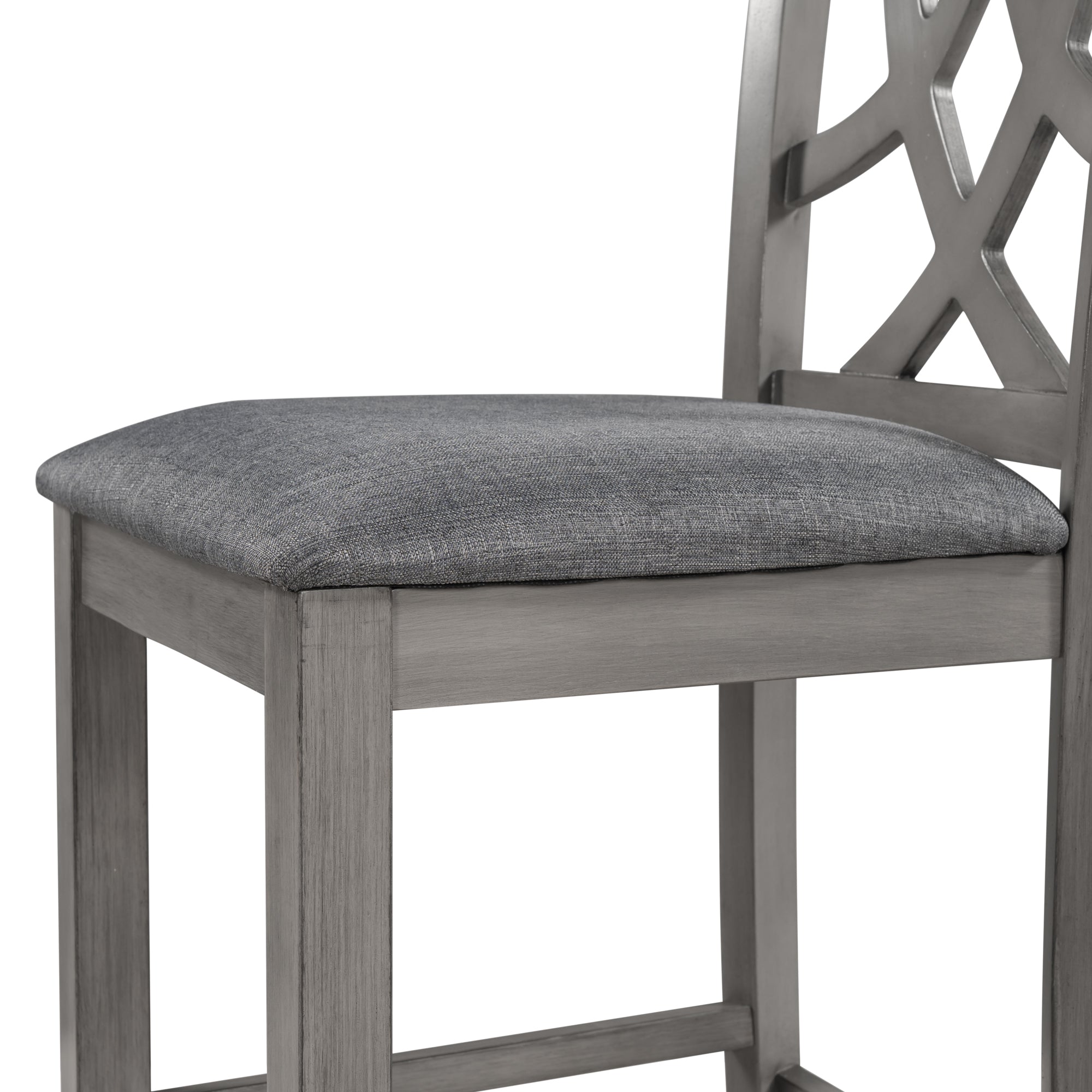 Set of 2 Pieces Gray Solid Wood Counter Height Stools