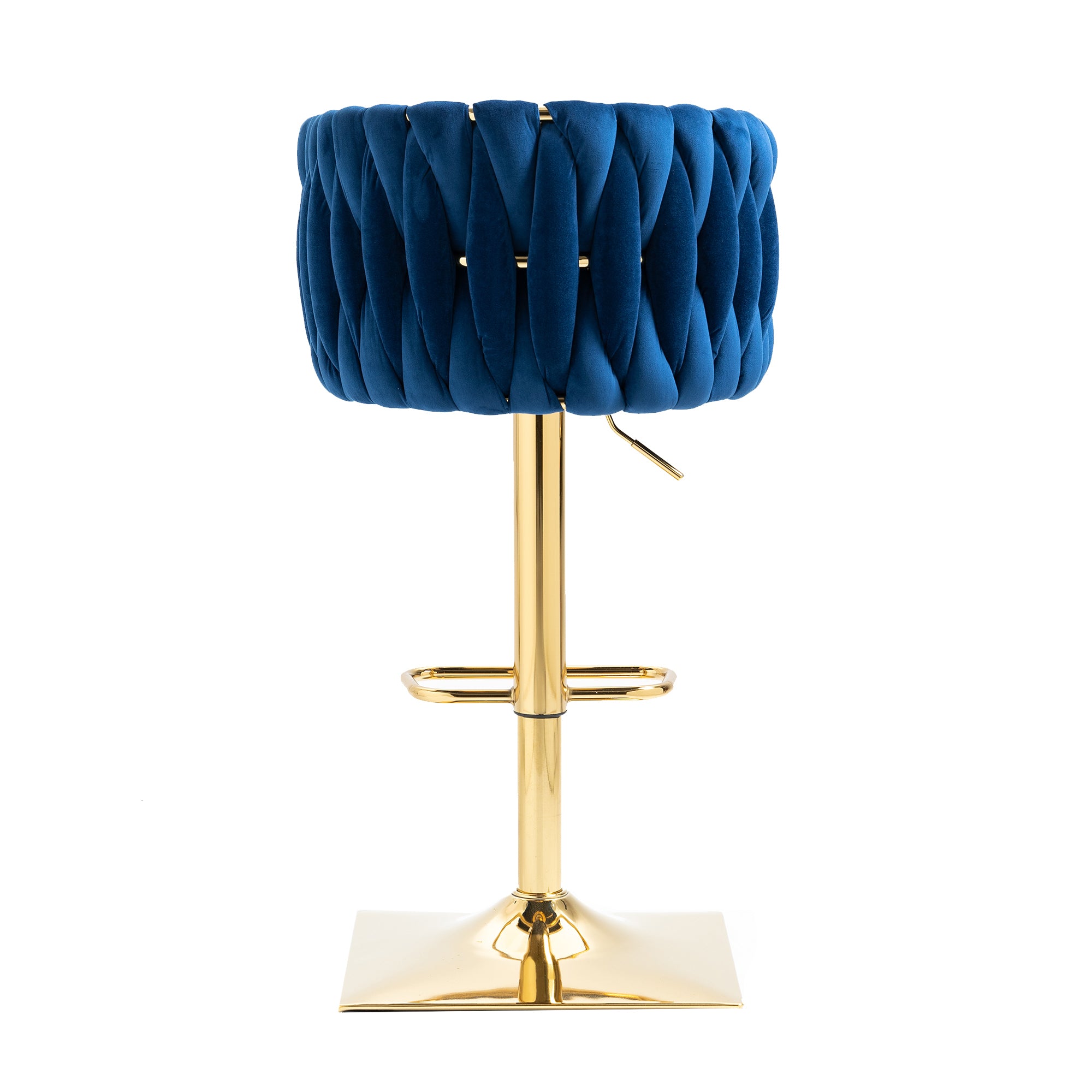 Set of 2 Luxury Velvet Modern Swivel Adjustable Height Barstools with Gold finish legs