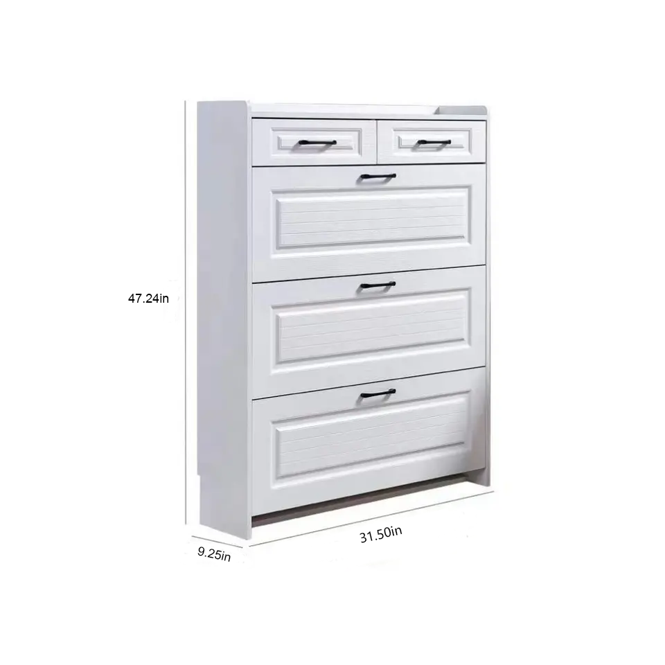 White Entryway Storage Shoe Cabinet Rack