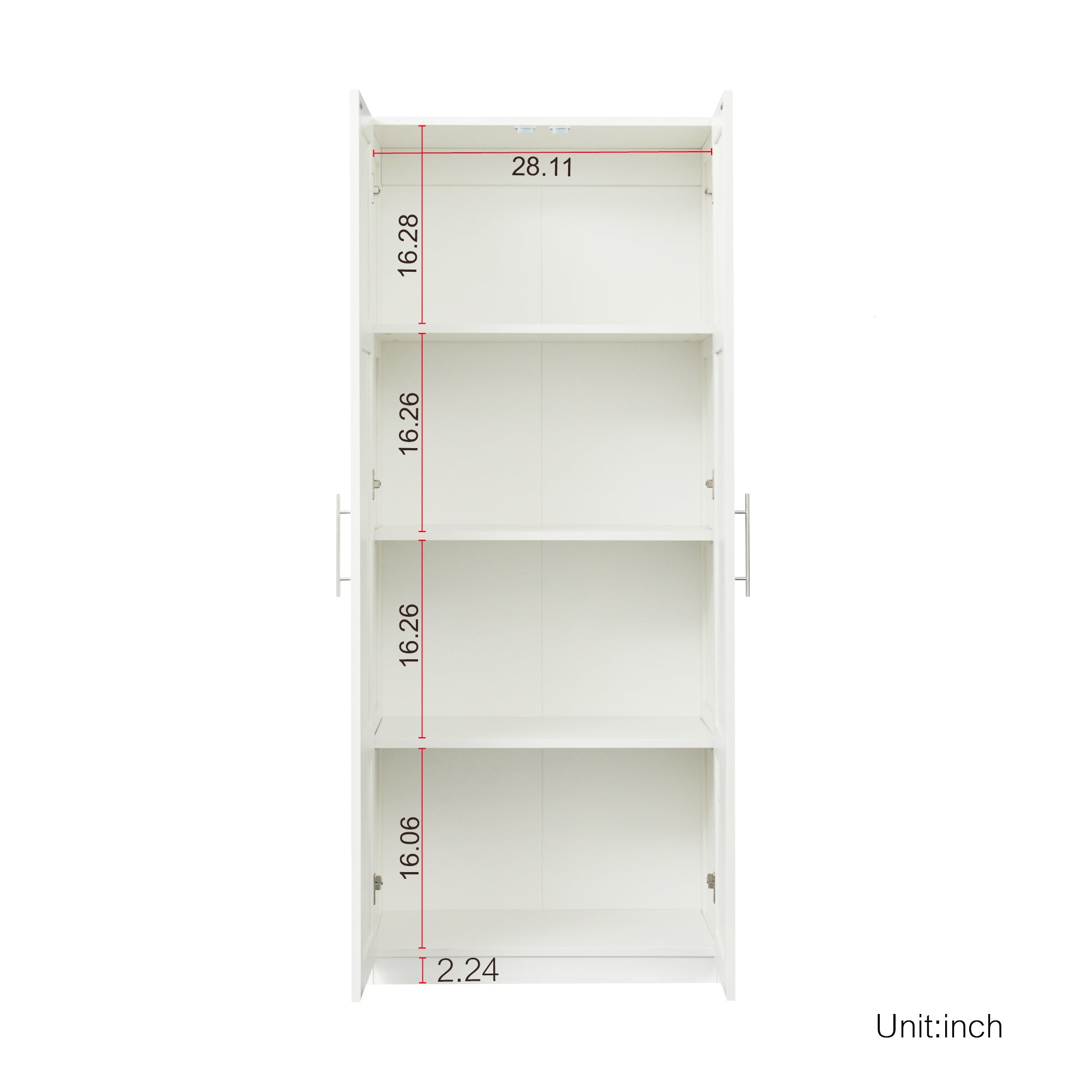 70.87" Tall White Shaker Storage Cabinet with Two Doors