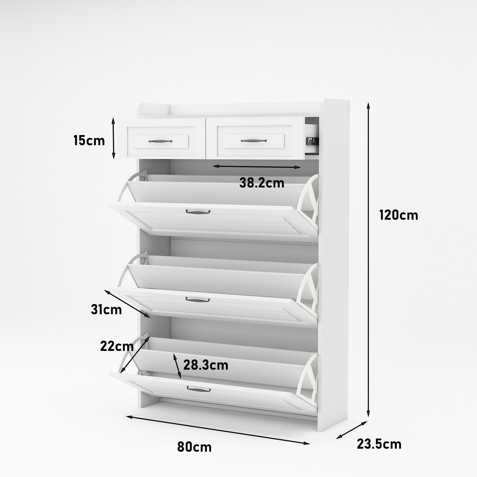 White Entryway Storage Shoe Cabinet Rack