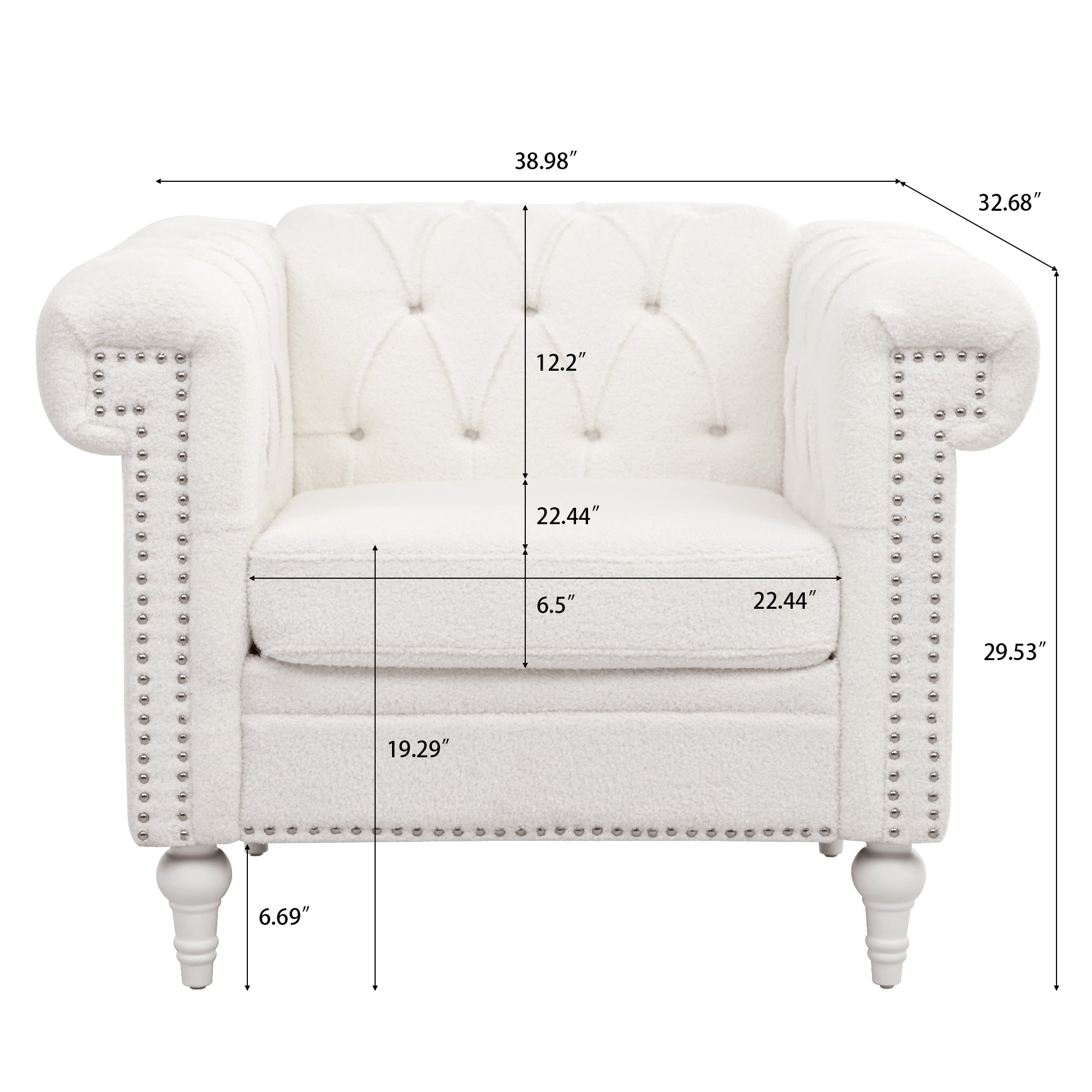 Juliet White Boucle Chesterfield Chair