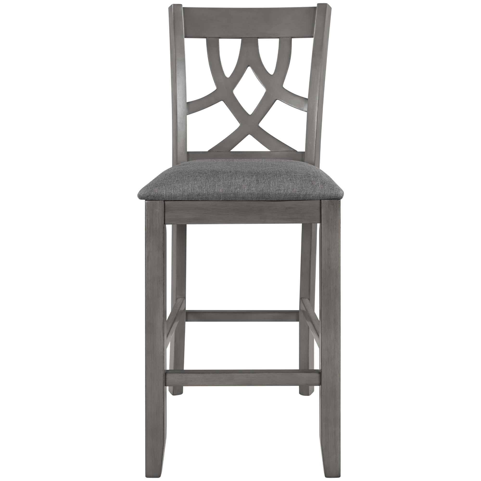 Set of 2 Pieces Gray Solid Wood Counter Height Stools