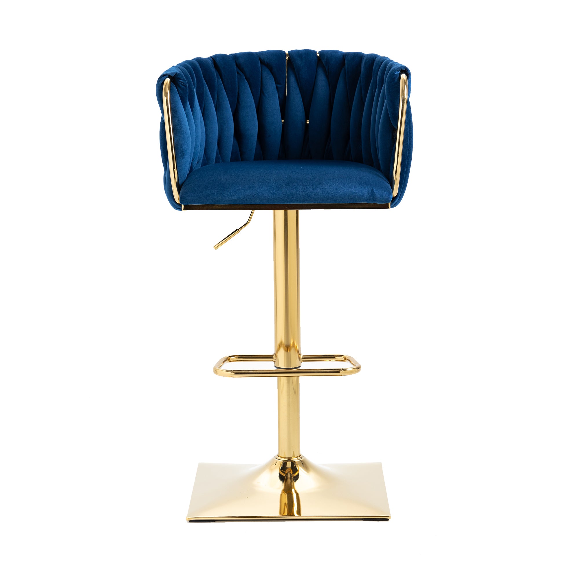 Set of 2 Luxury Velvet Modern Swivel Adjustable Height Barstools with Gold finish legs