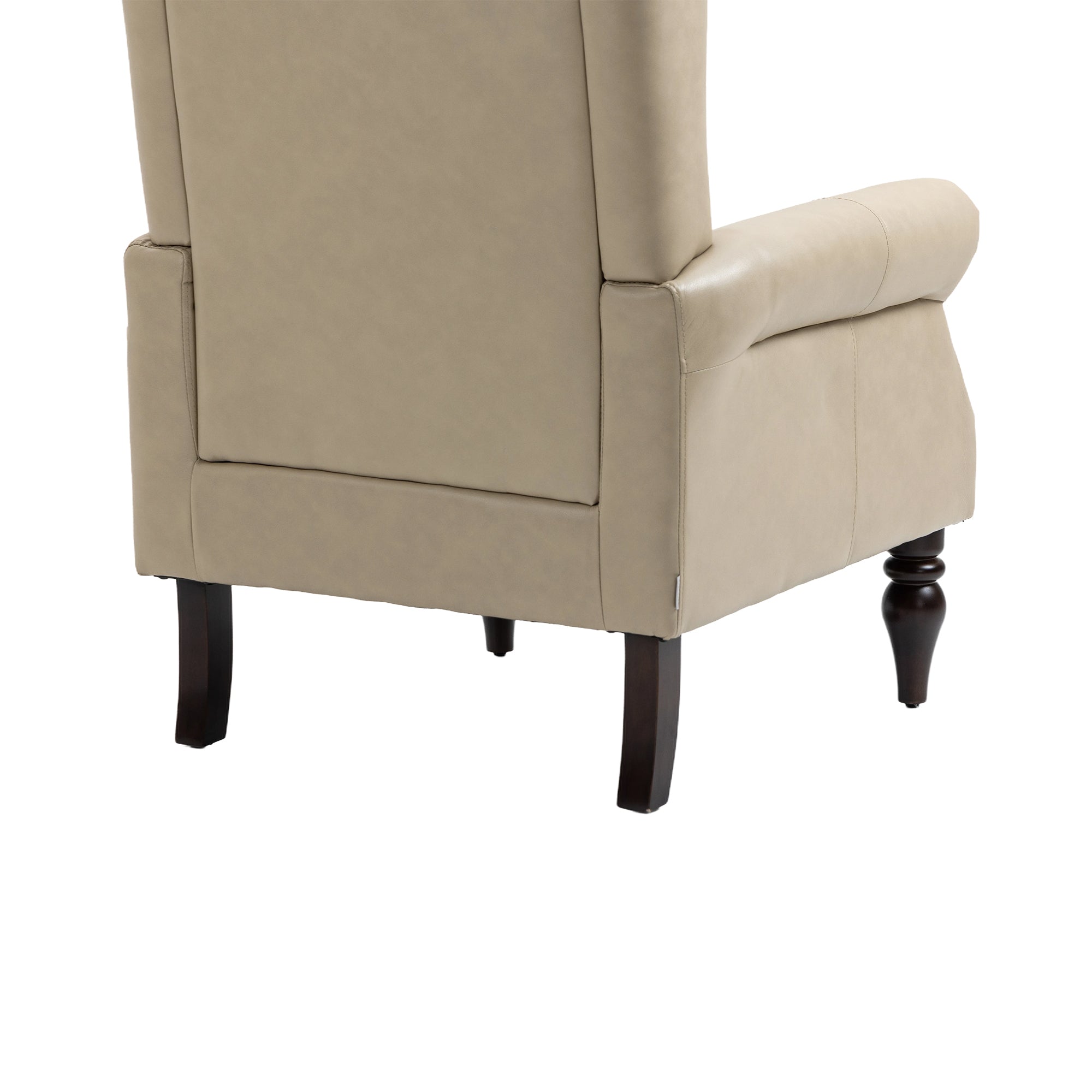 Wallace Beige Faux Leather Wing Accent Chair with Tufted Back and Nailhead