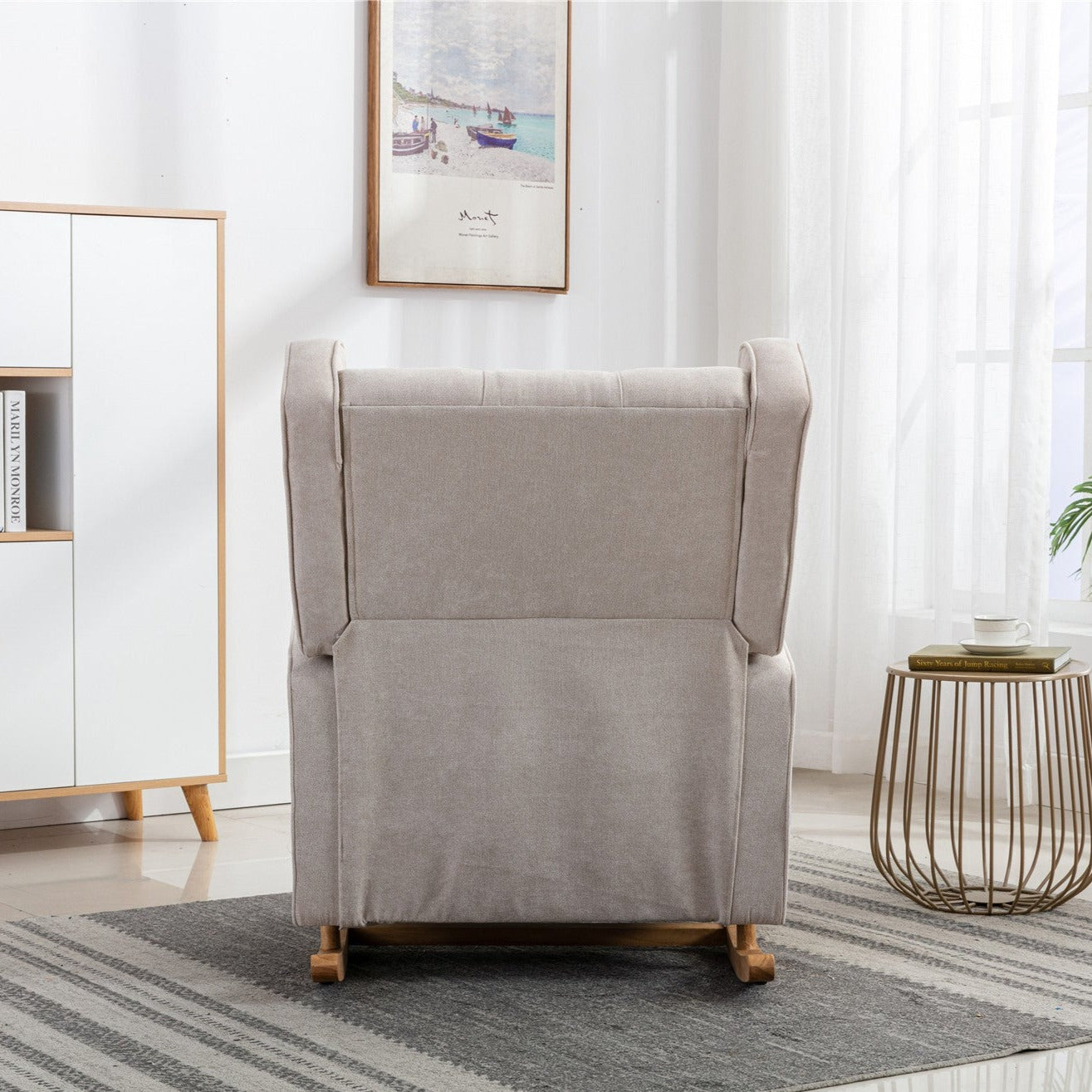 Linen Fabric Accent Rocking Chair