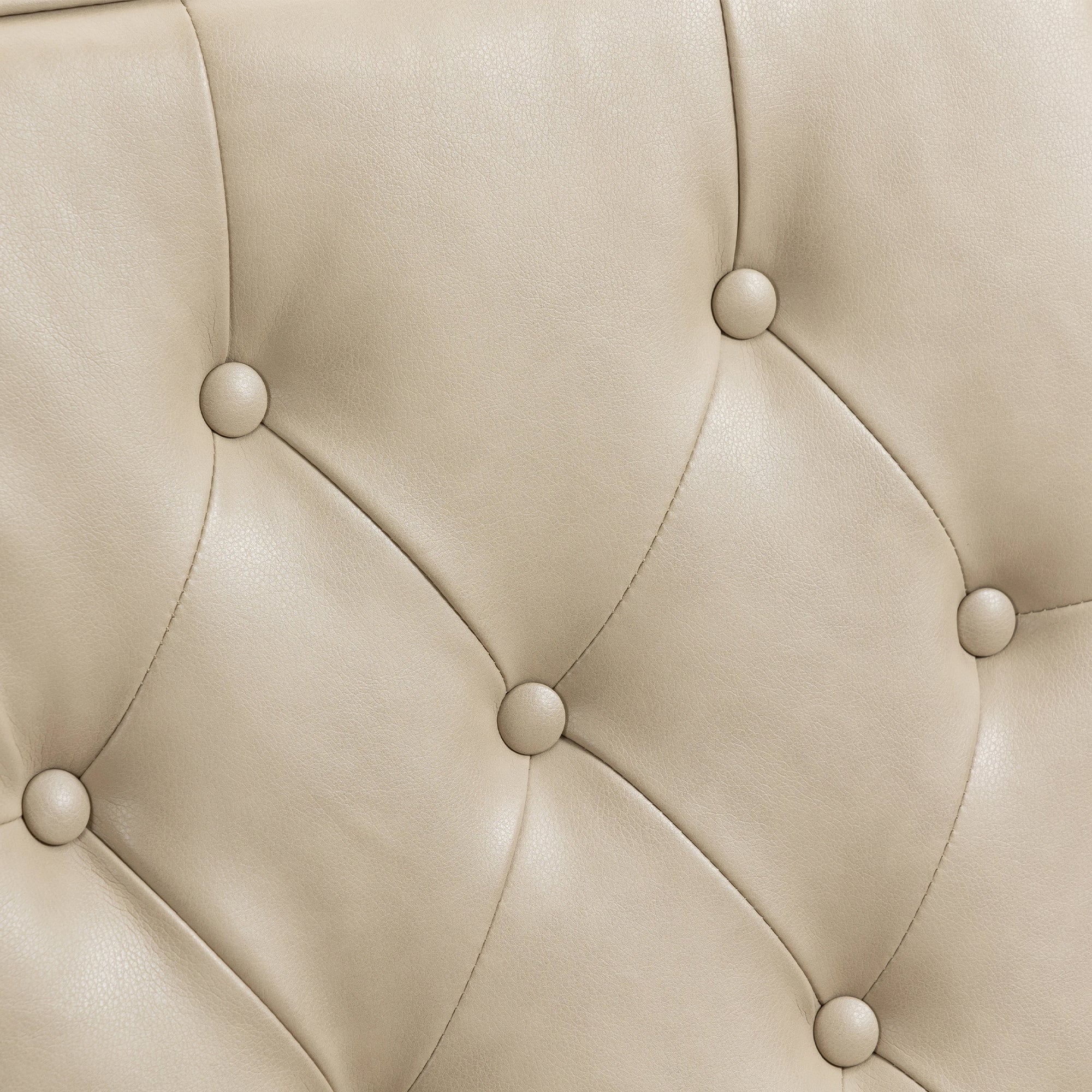 Wallace Beige Faux Leather Wing Accent Chair with Tufted Back and Nailhead