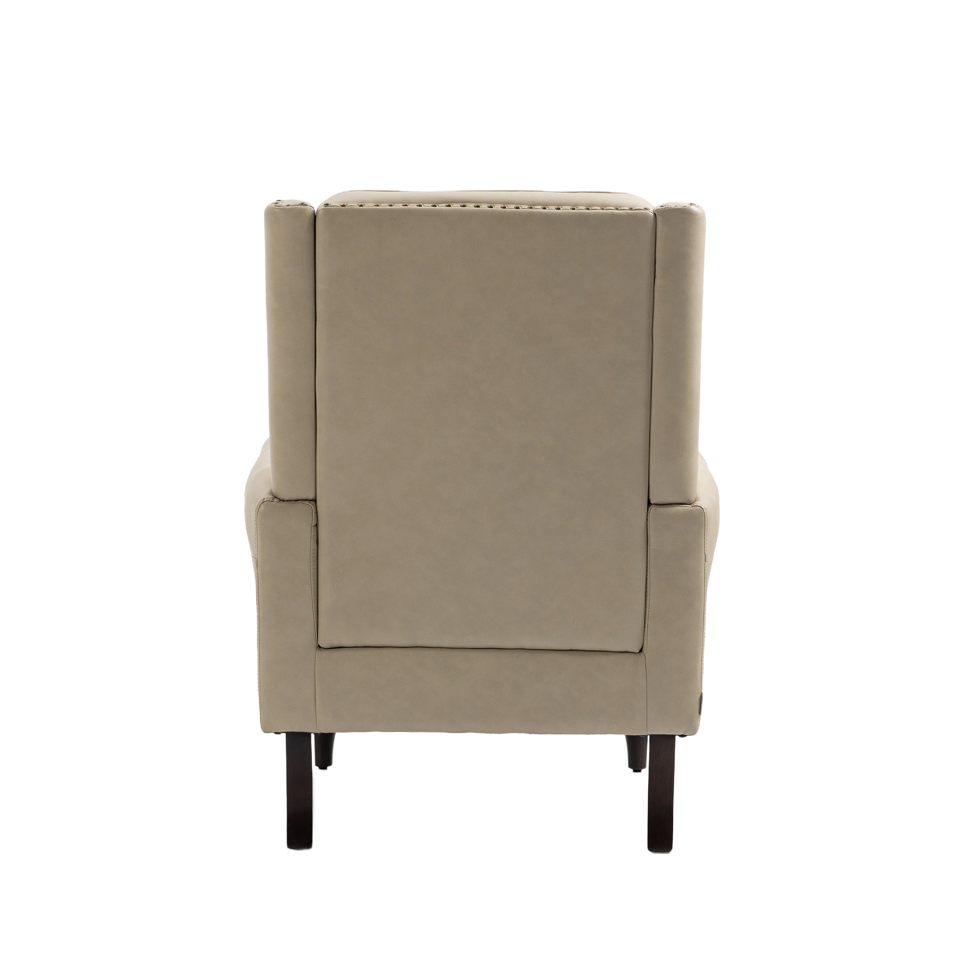 Wallace Beige Faux Leather Wing Accent Chair with Tufted Back and Nailhead