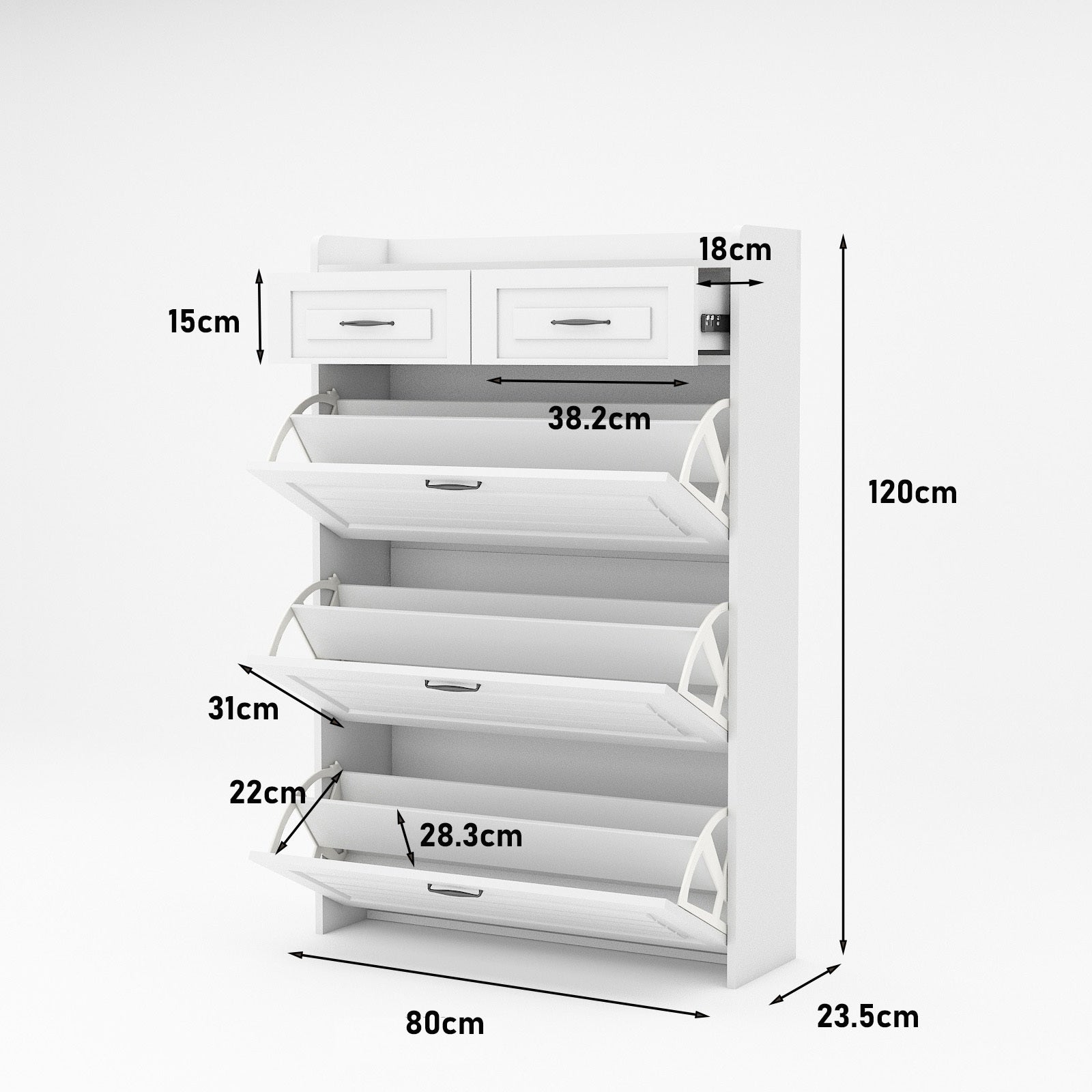 White Entryway Storage Shoe Cabinet Rack