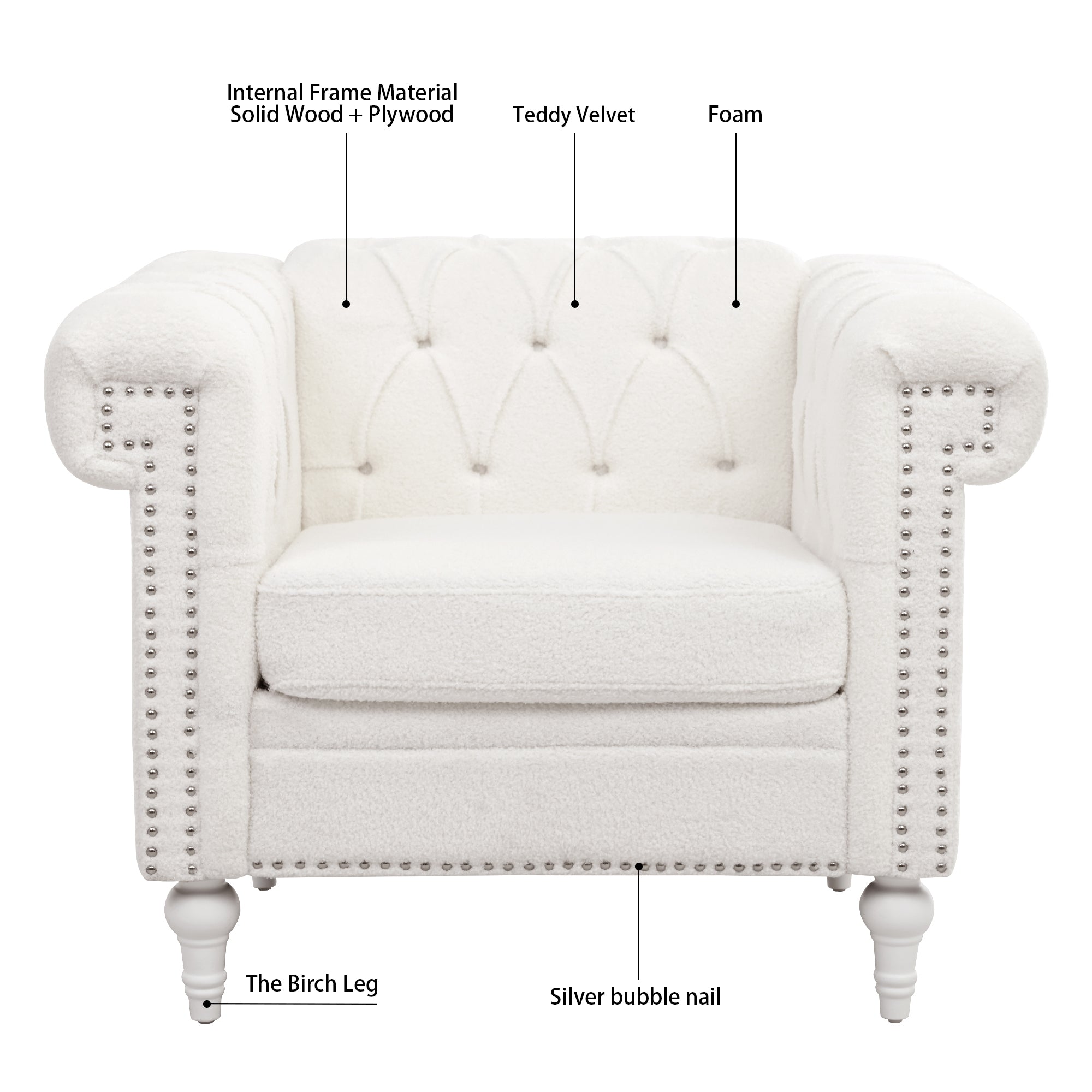 Juliet White Boucle Chesterfield Chair