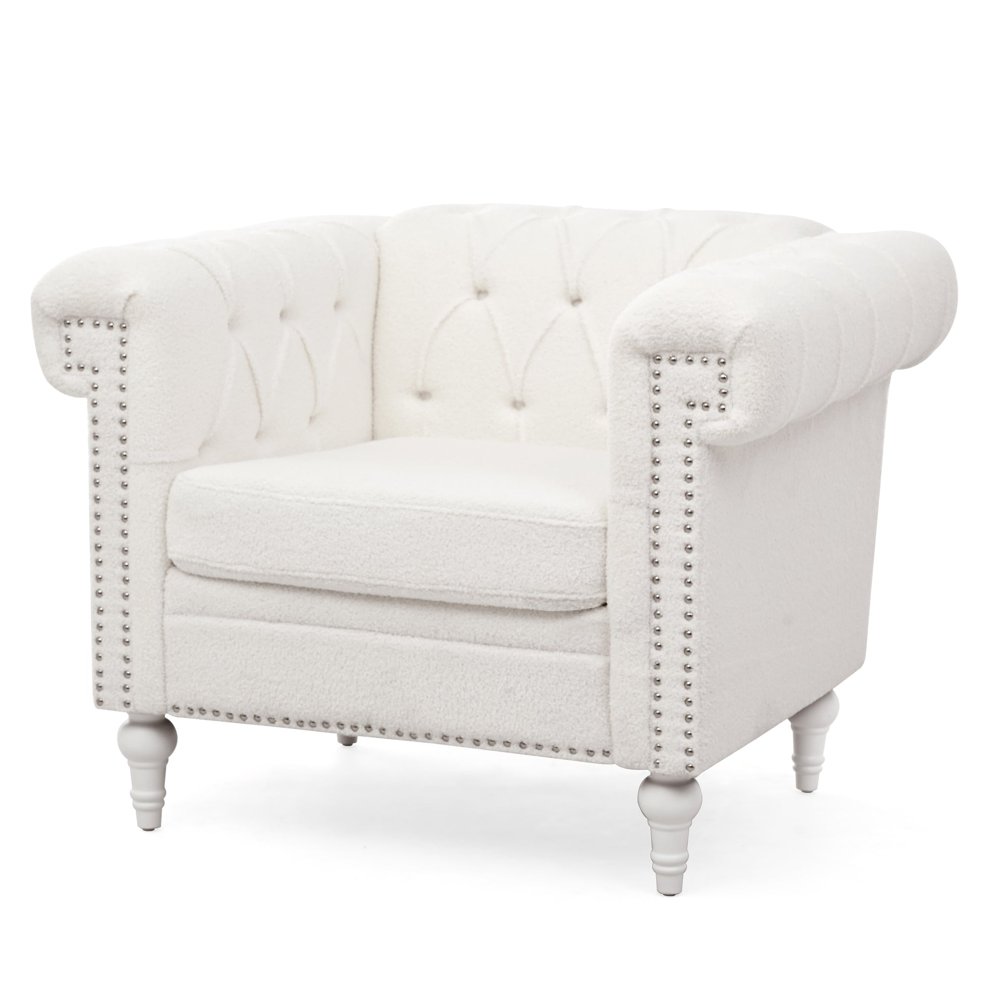 Juliet White Boucle Chesterfield Chair