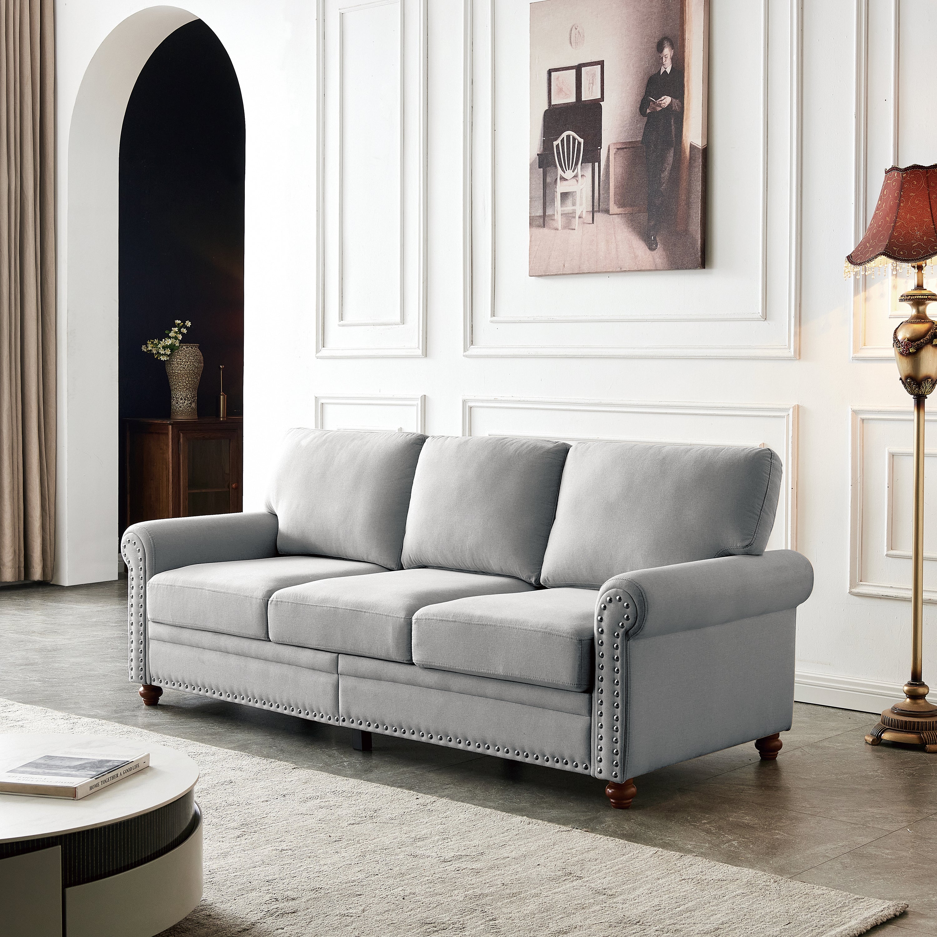 Cooper 82" Gray Linen Sofa