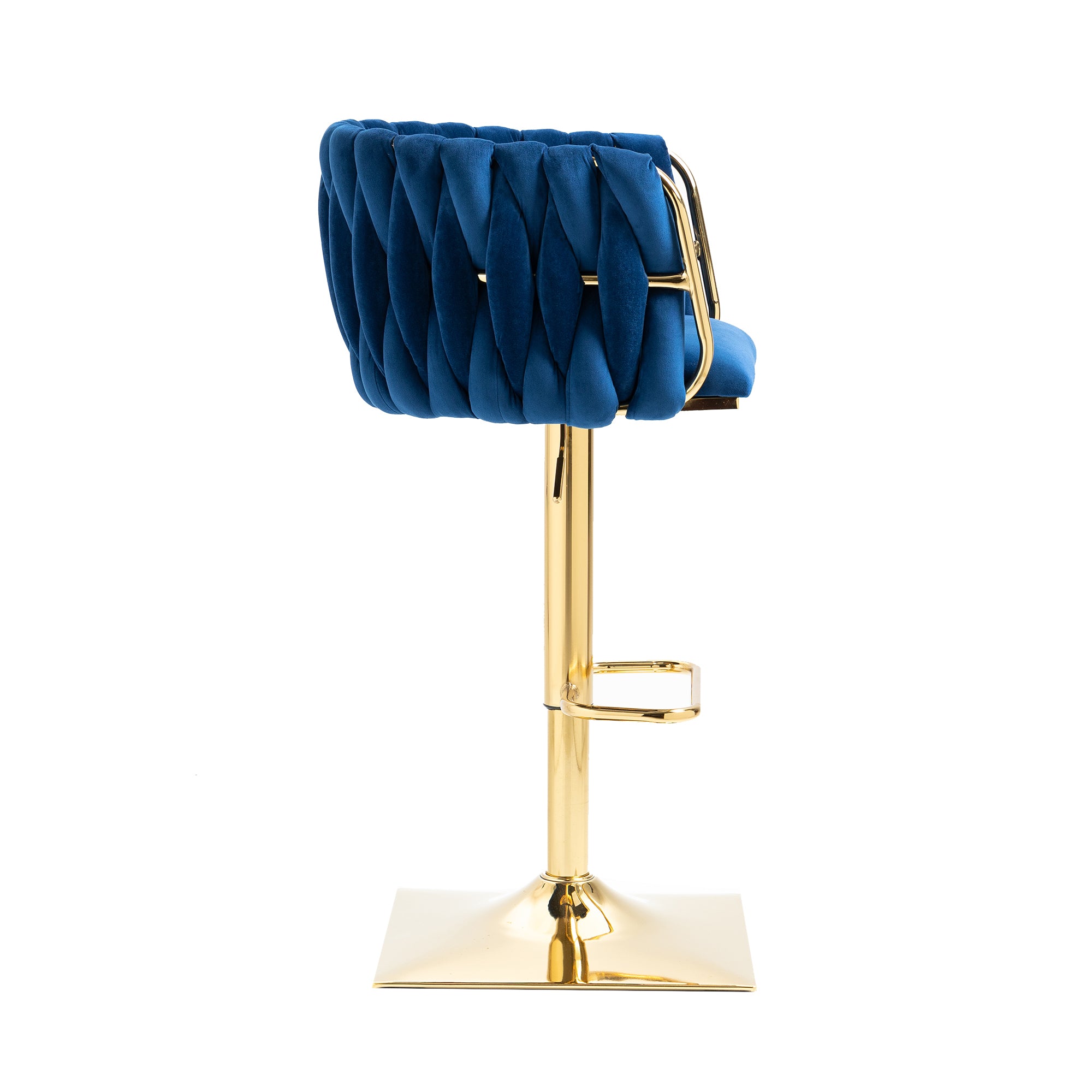 Set of 2 Luxury Velvet Modern Swivel Adjustable Height Barstools with Gold finish legs