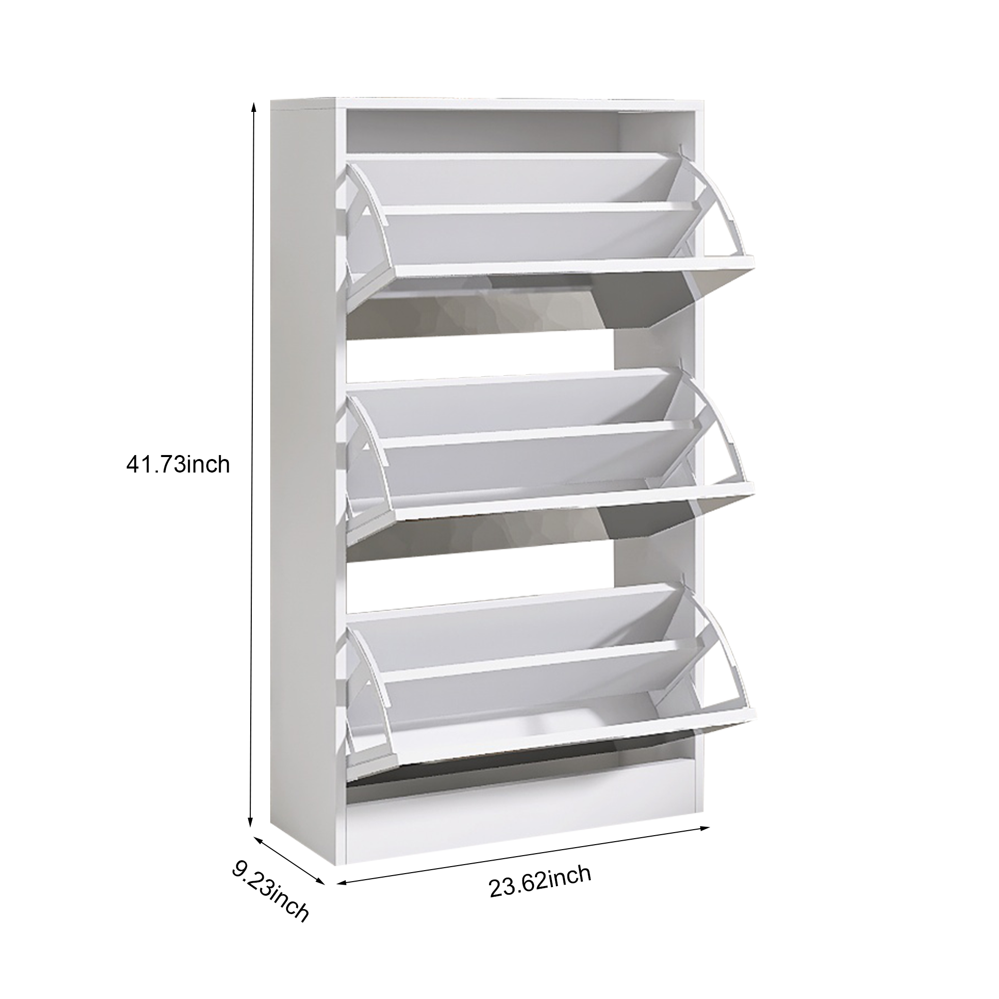 Mirrored White Narrow 3 Tier Shoe Storage Cabinet Organizer