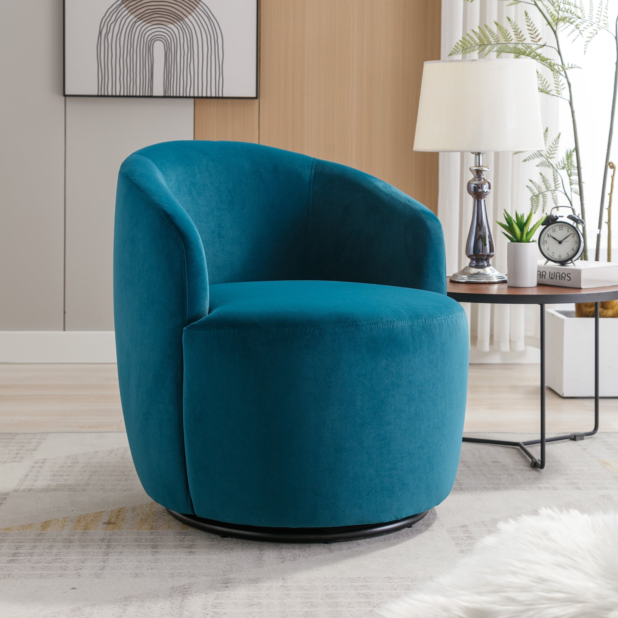 Nikki Luxury Velvet Swivel Accent Barrel Chair