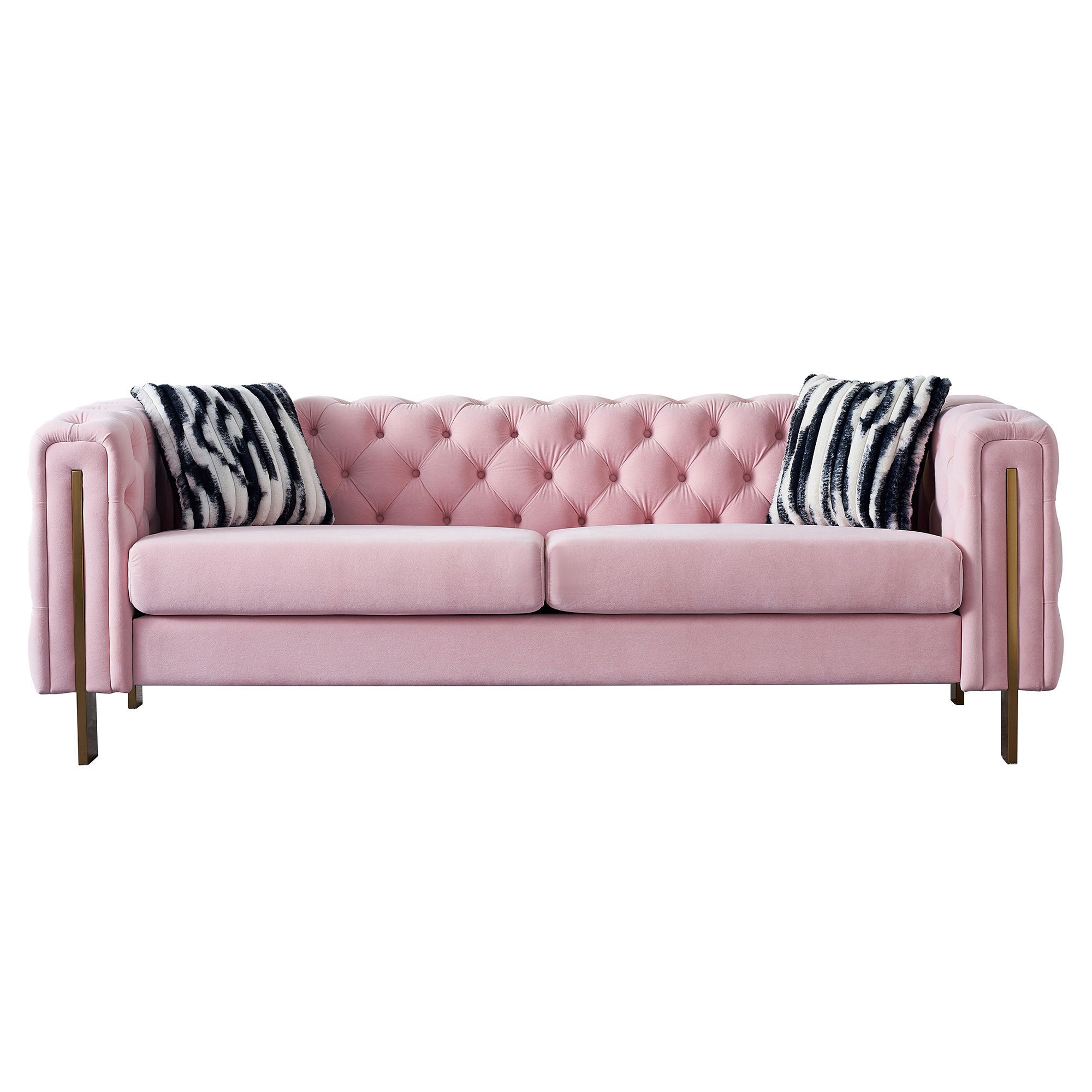 Giodani 84" Modern Pink Velvet Sofa