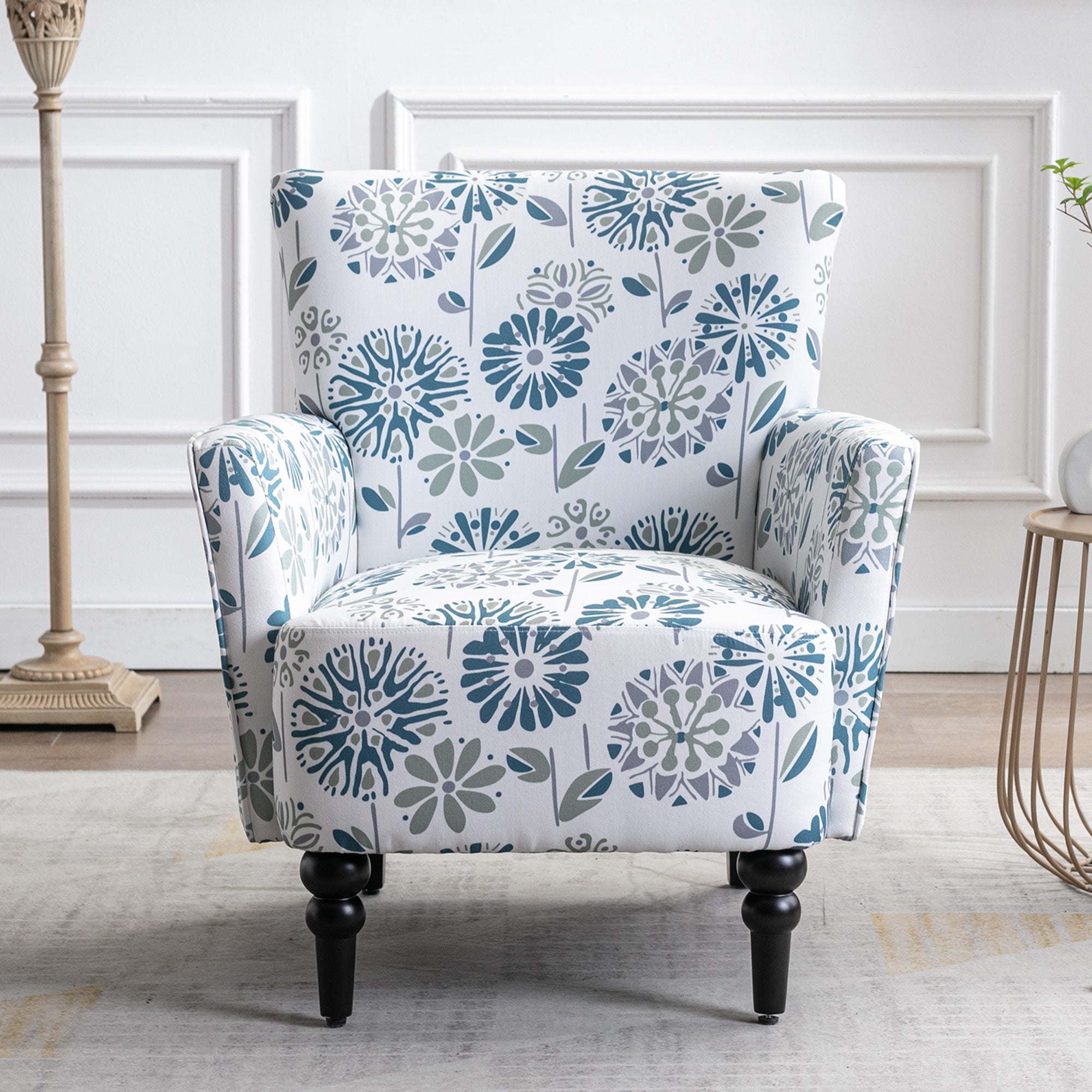 Charlotte Floral Linen Accent Armchair 