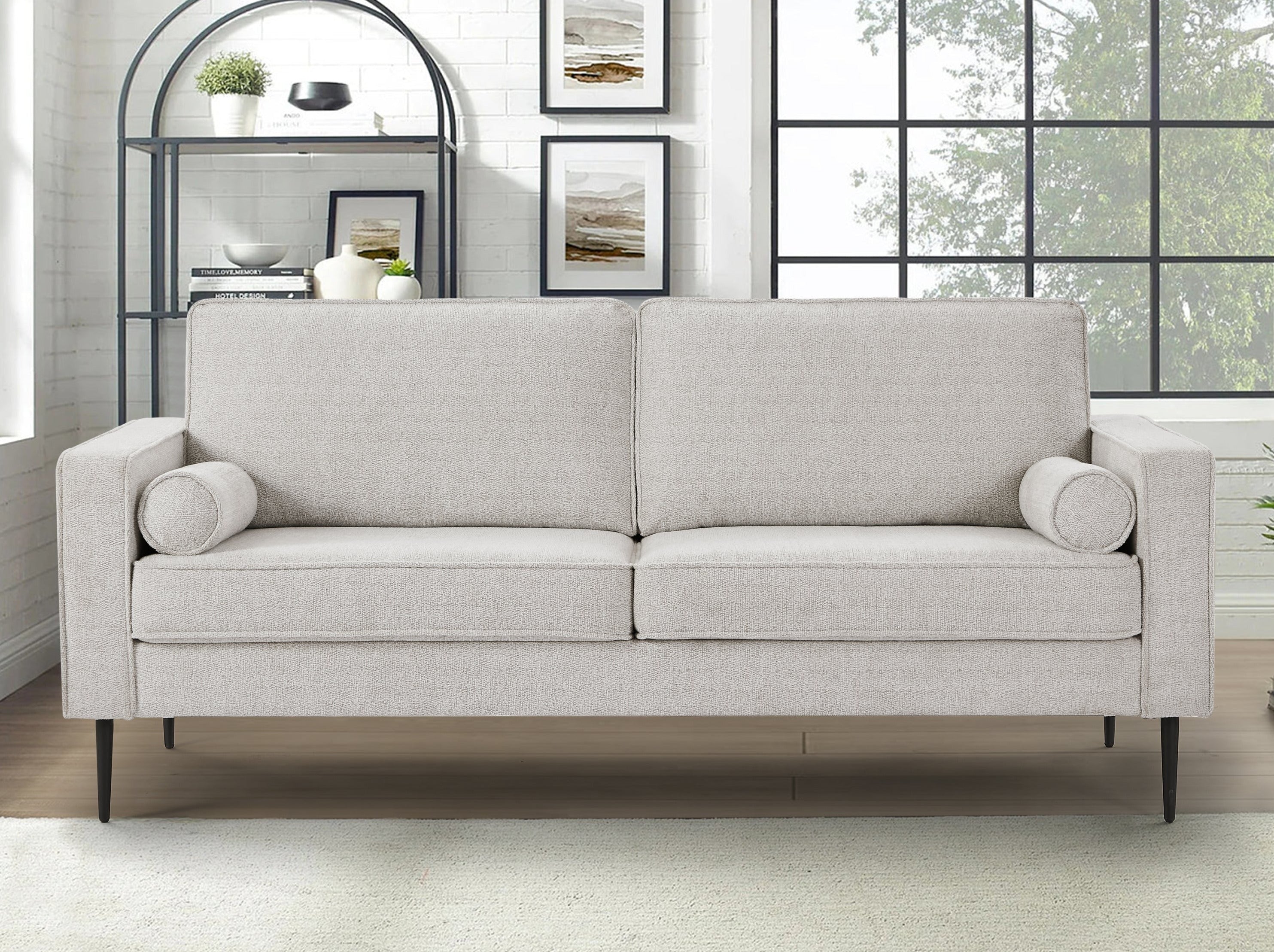 Rachel 78" Modern Oatmeal Chenille Fabric Sofa 