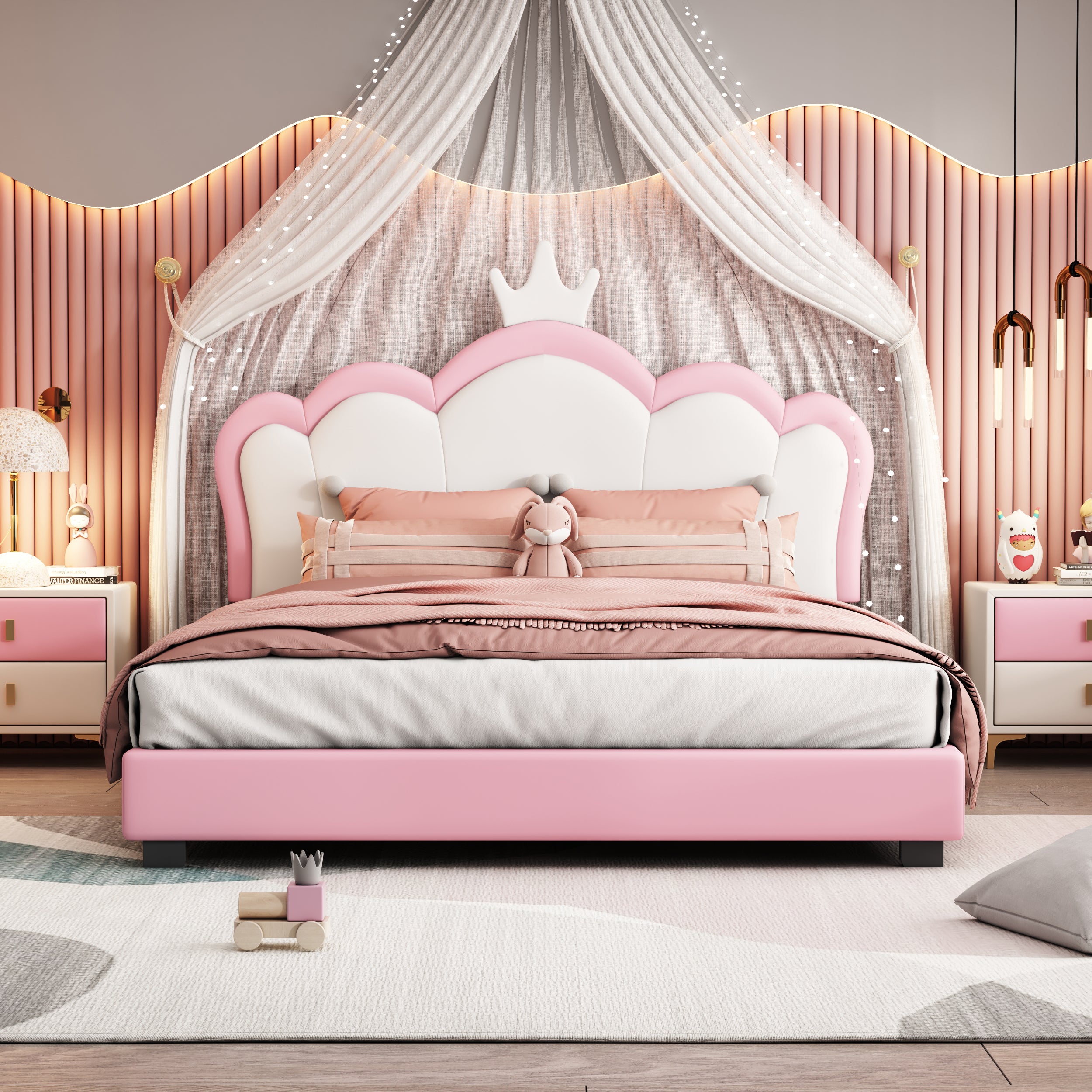 Elizabeth Full Platform Bed with Crown Upholstered Headboard