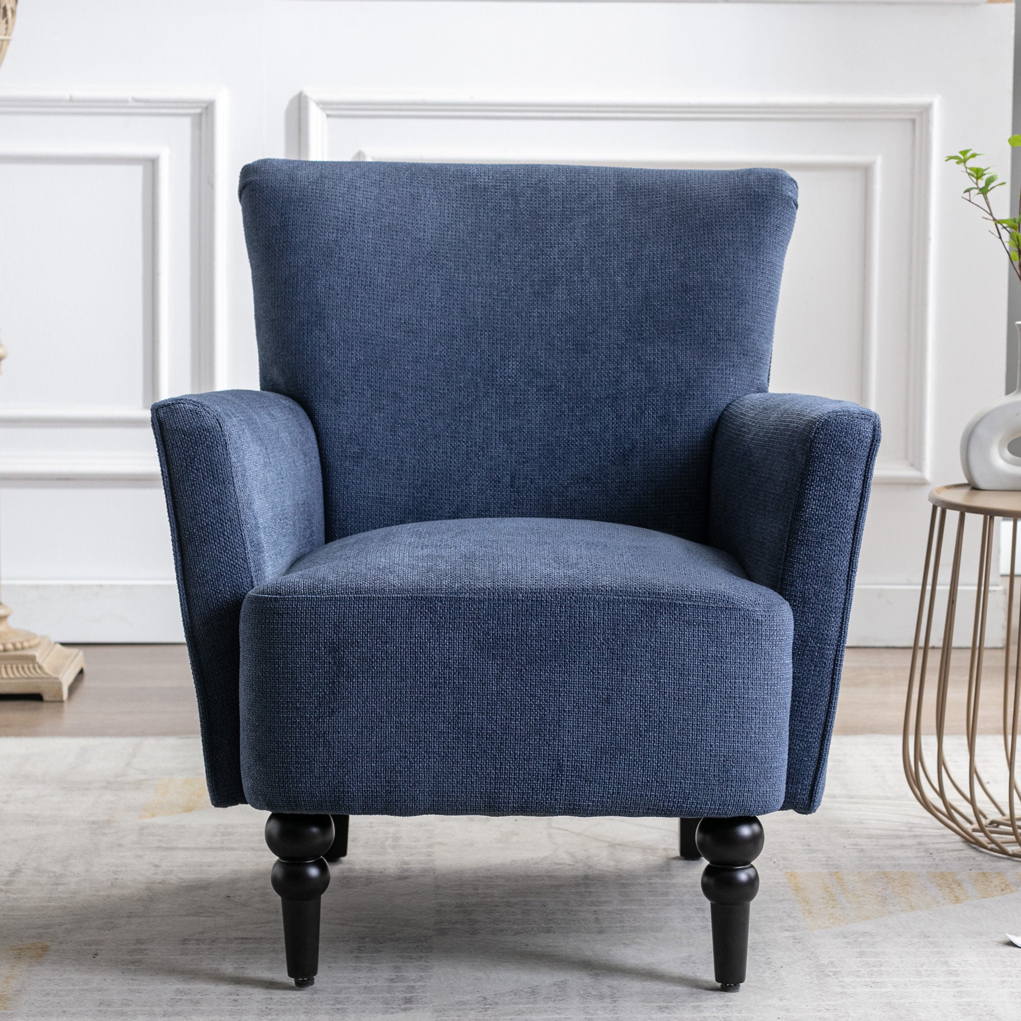 Olivia Blue Linen Accent Arm Chair