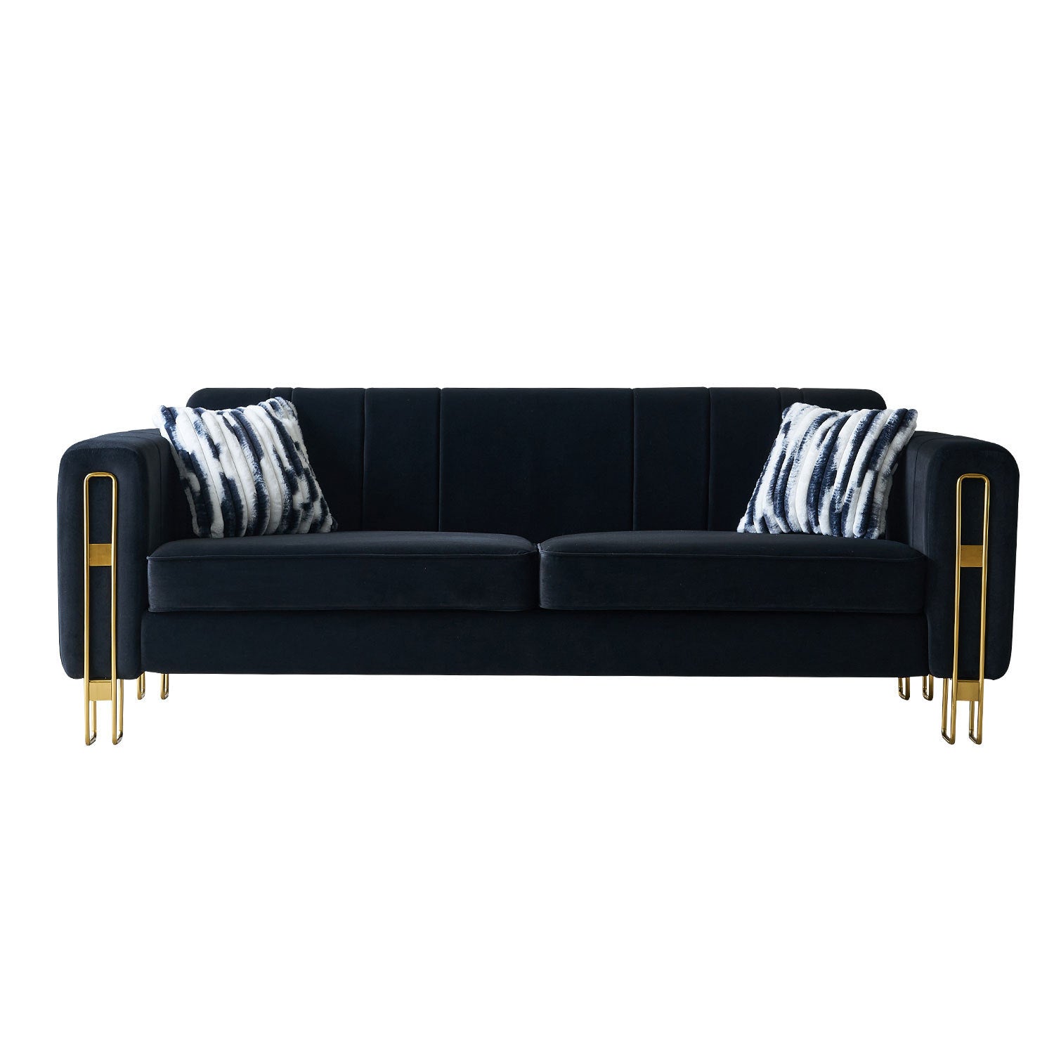 Leonardo Modern 85" Black Velvet Sofa