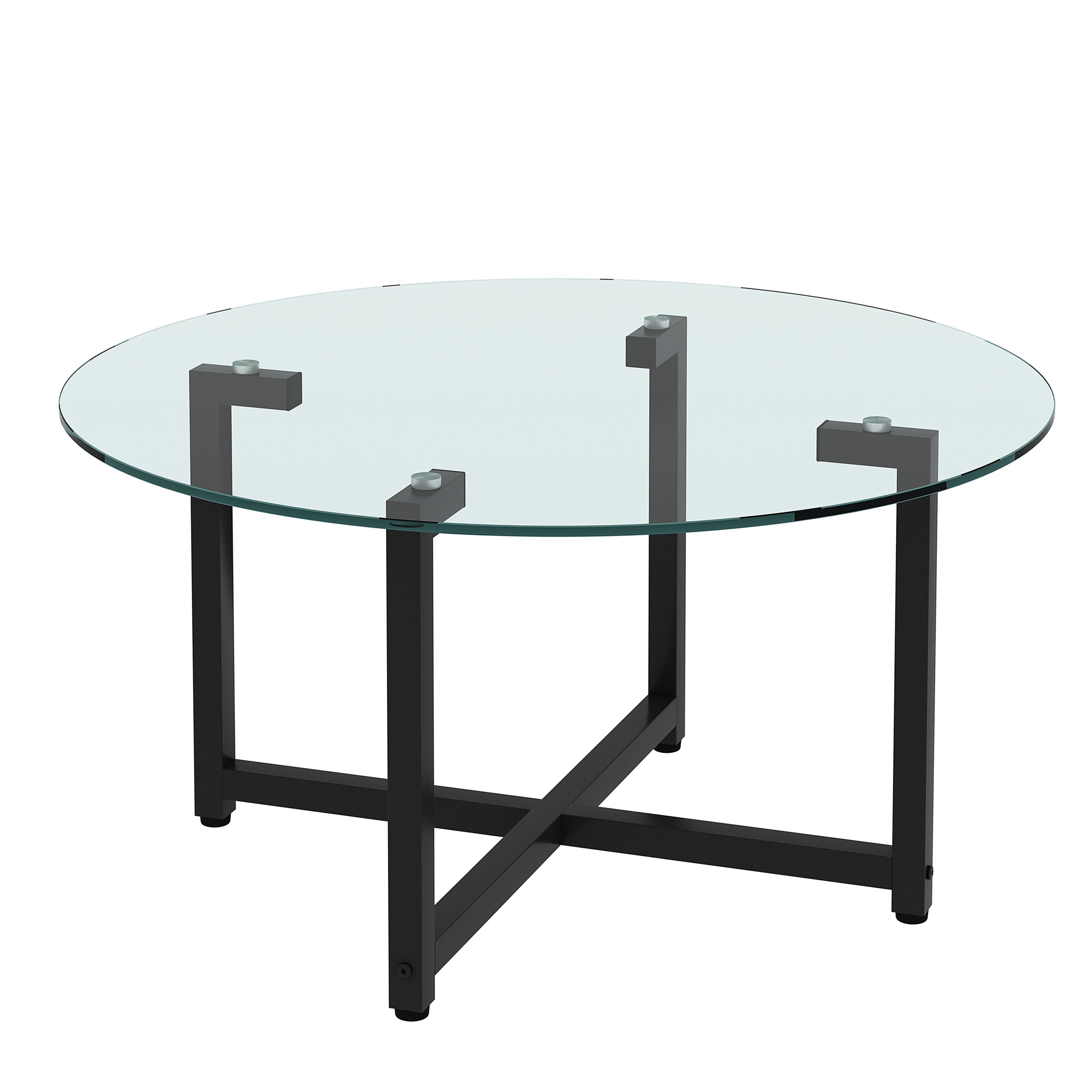 35.5" Round Clear Tempered Glass Coffee Table