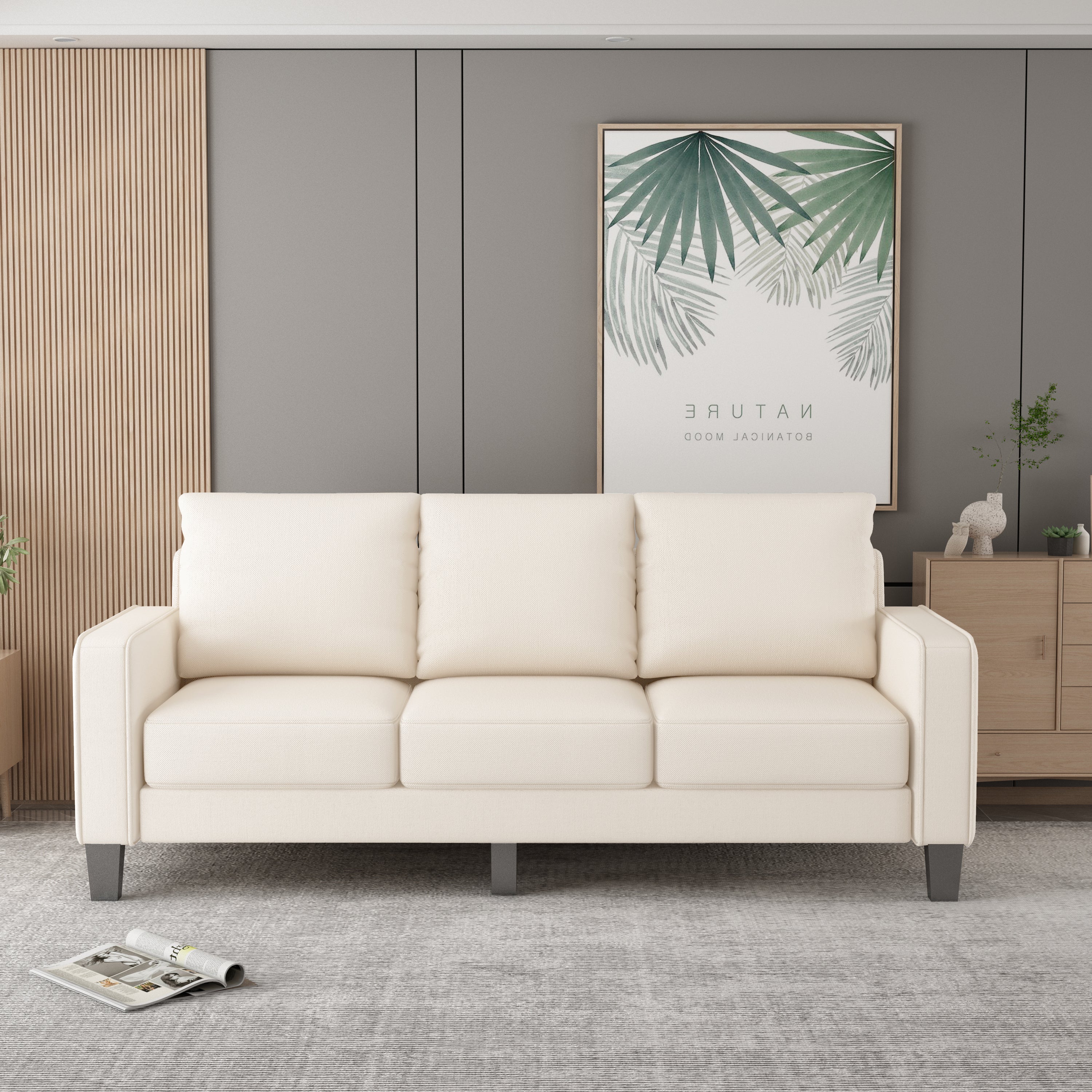 Amari 75" Beige Linen Sofa