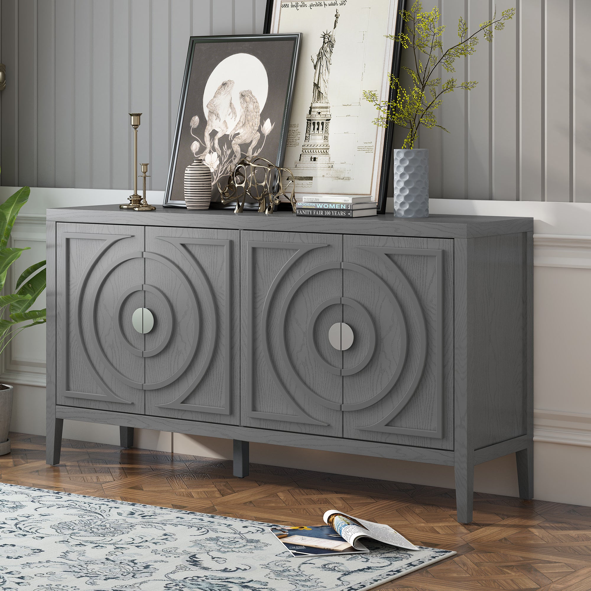 Bryson 60" Gray Accent Console Table Sideboard